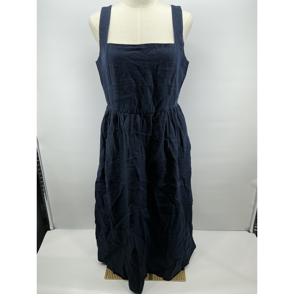 100% European Linen Fit & Flare Midi Dress